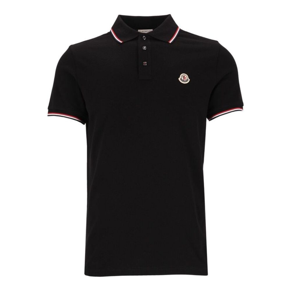 Moncler Men Cotton Pique Polo Shirt With Tricolour Trim